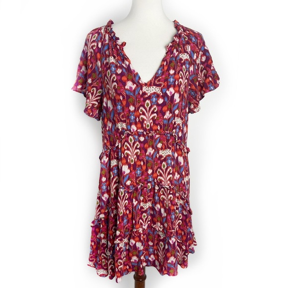 ANTHROPOLOGIE Red Boho Ikat Mini Dress - Picture 3 of 6